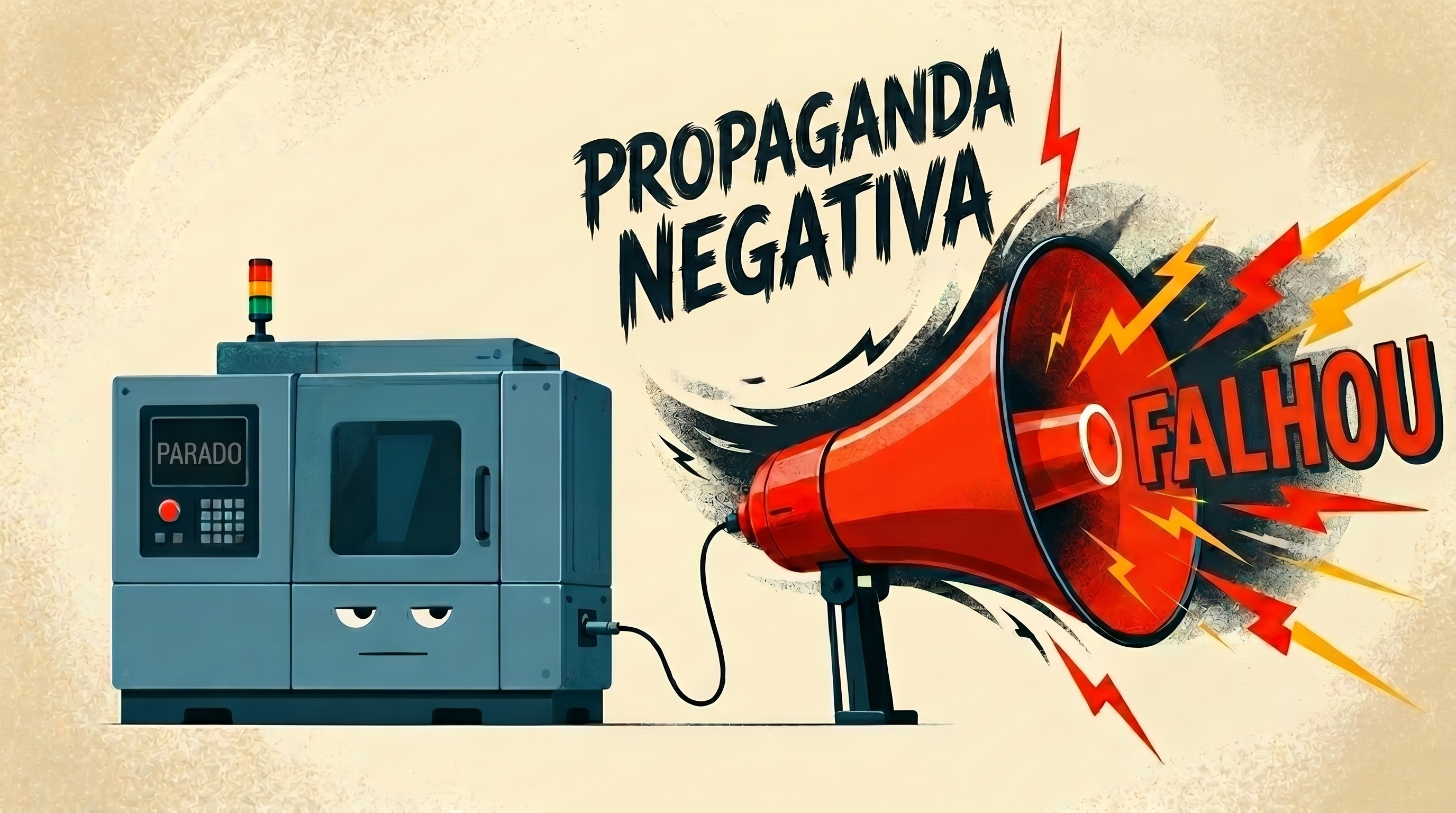 Máquina parada vira propaganda negativa Máquina parada vira propaganda negativa