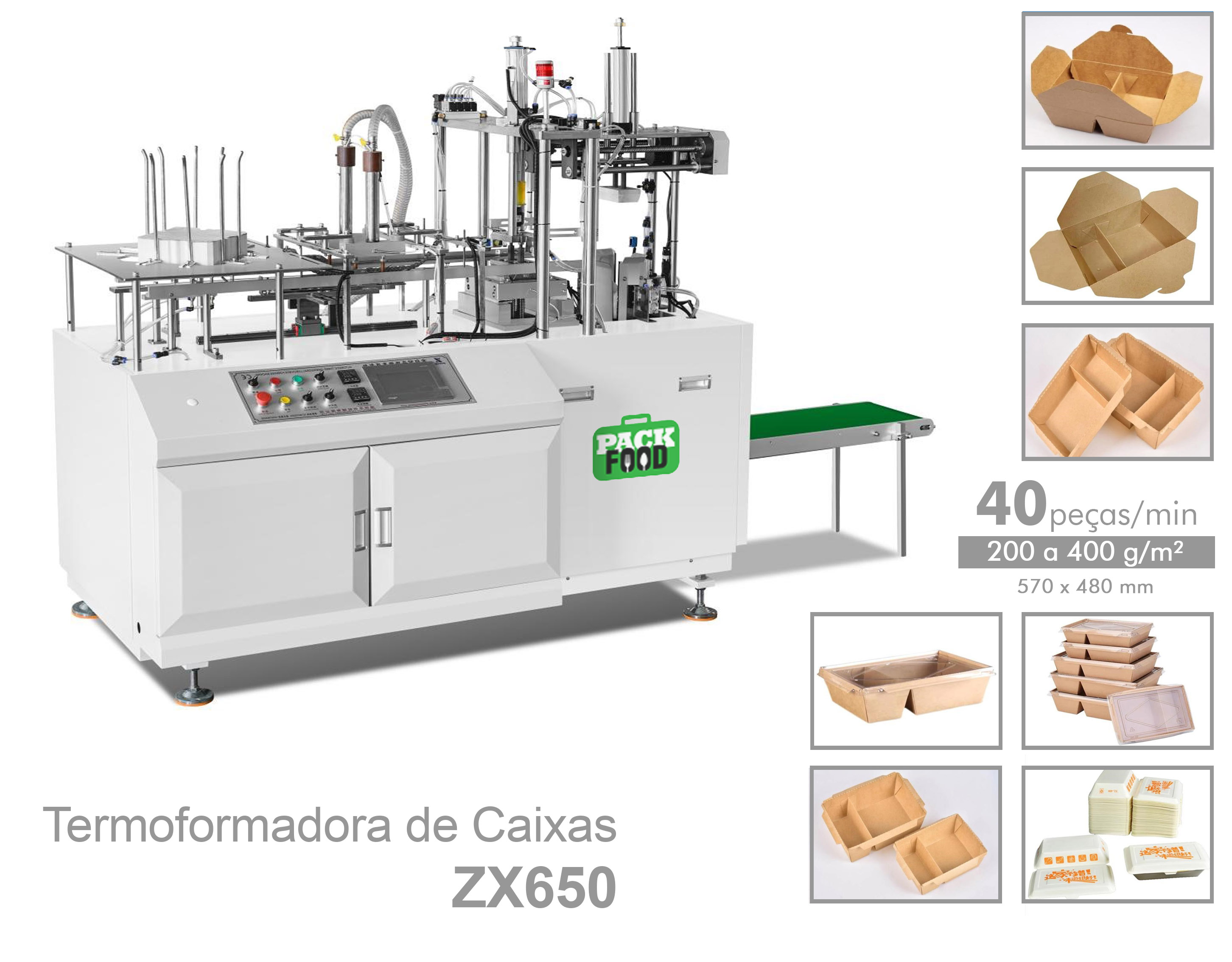 Apolo - PackFood ZX650 - Máquinas de Embalagens para Fast Food & Delivery - Copos, caixas, tampas, pratos... de papel