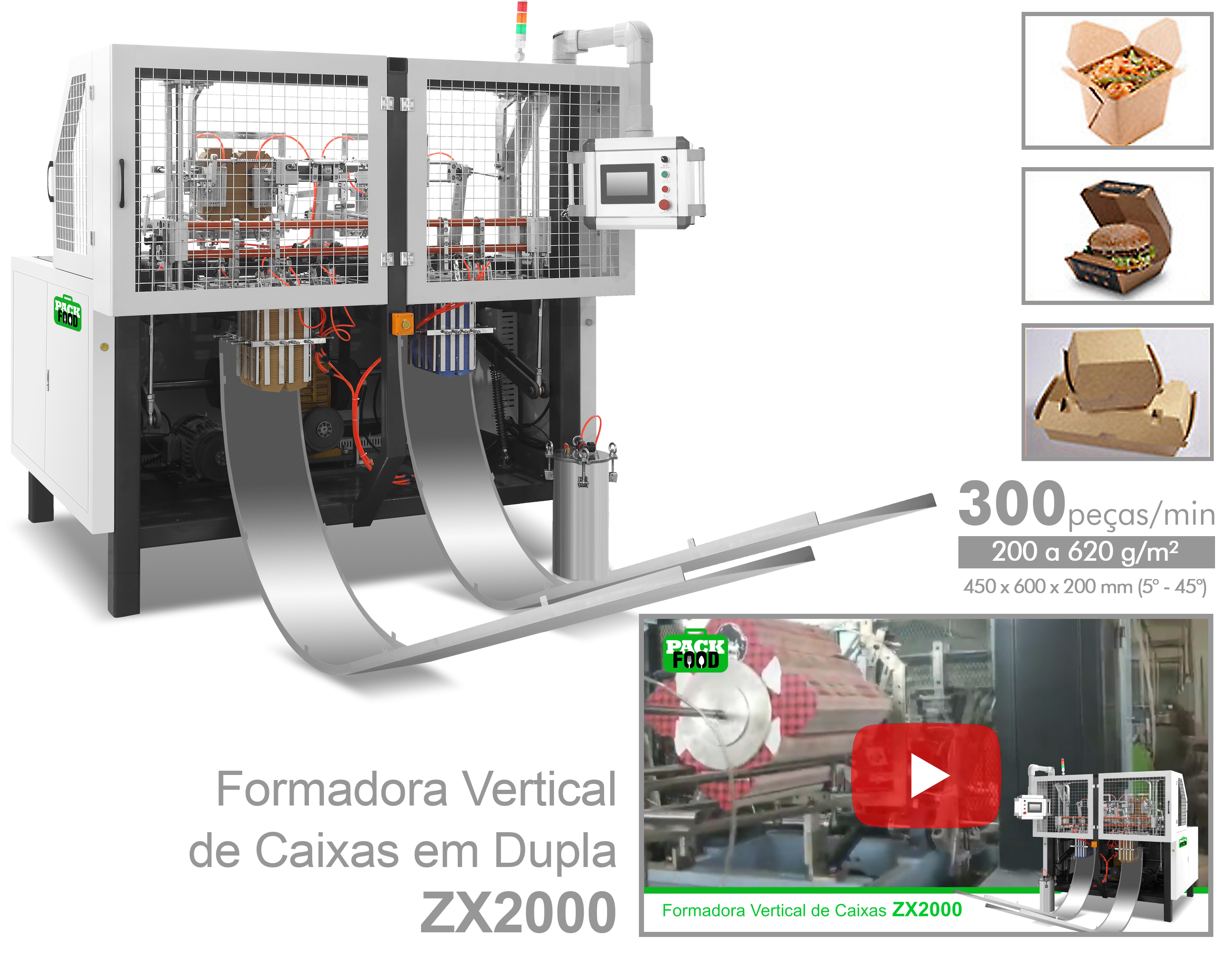 Apolo - PackFood ZX2000 - Máquinas de Embalagens para Fast Food & Delivery - Copos, caixas, tampas, pratos... de papel