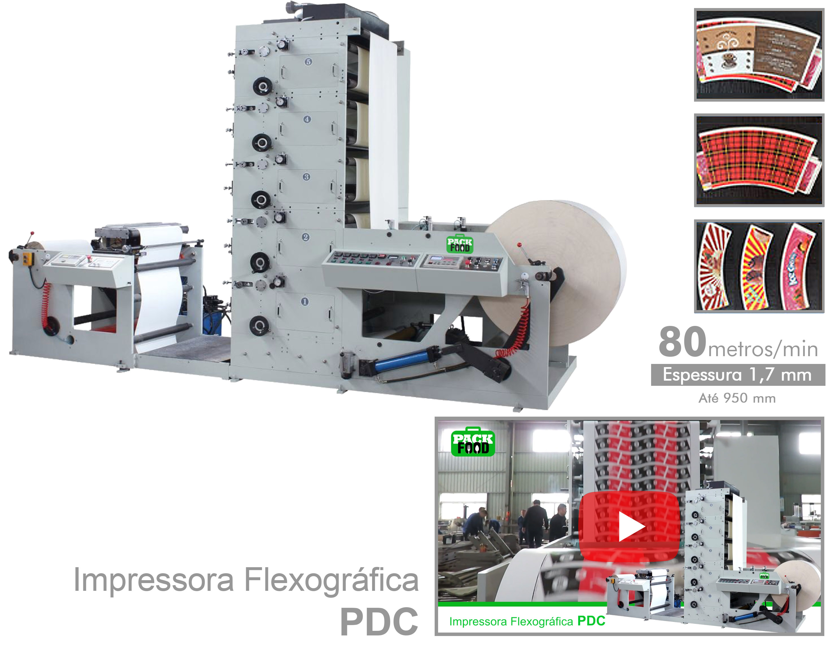 Apolo - Impressora Flexográfica PackFood PDC - Máquinas de Embalagens para Fast Food & Delivery - Copos, caixas, tampas, pratos... de papel